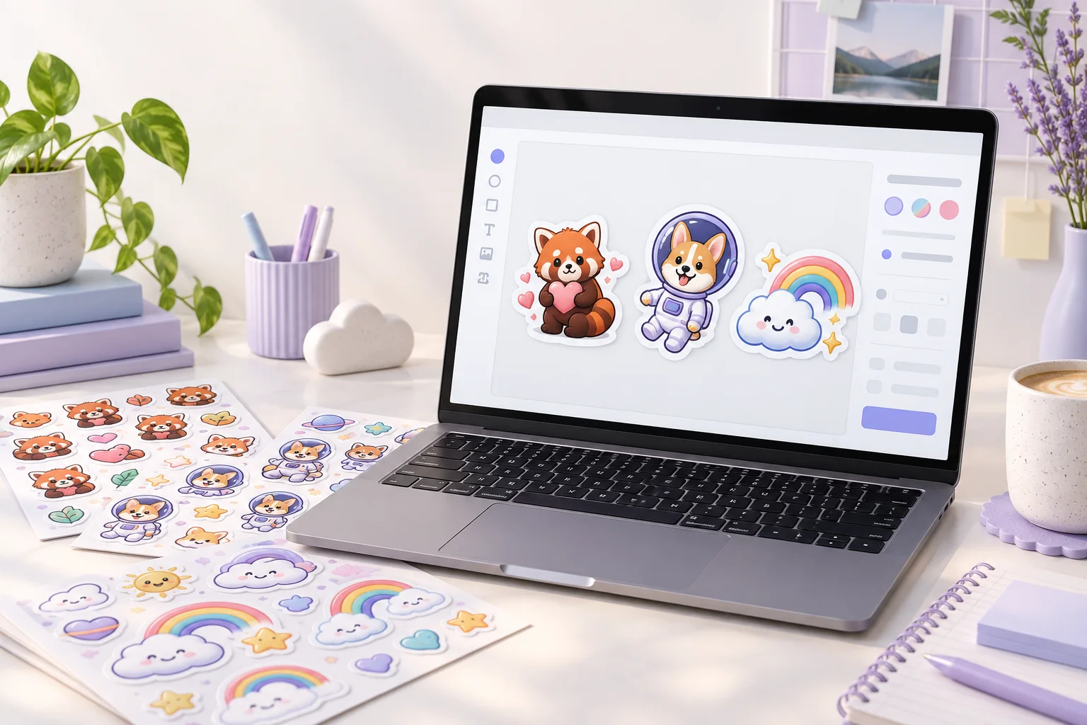 StickerAI workflow shown on a creator workspace